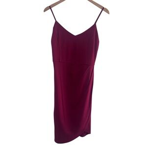 NWT Elegant Burgundy Spaghetti Strap Dress Tulip Hem - Large
